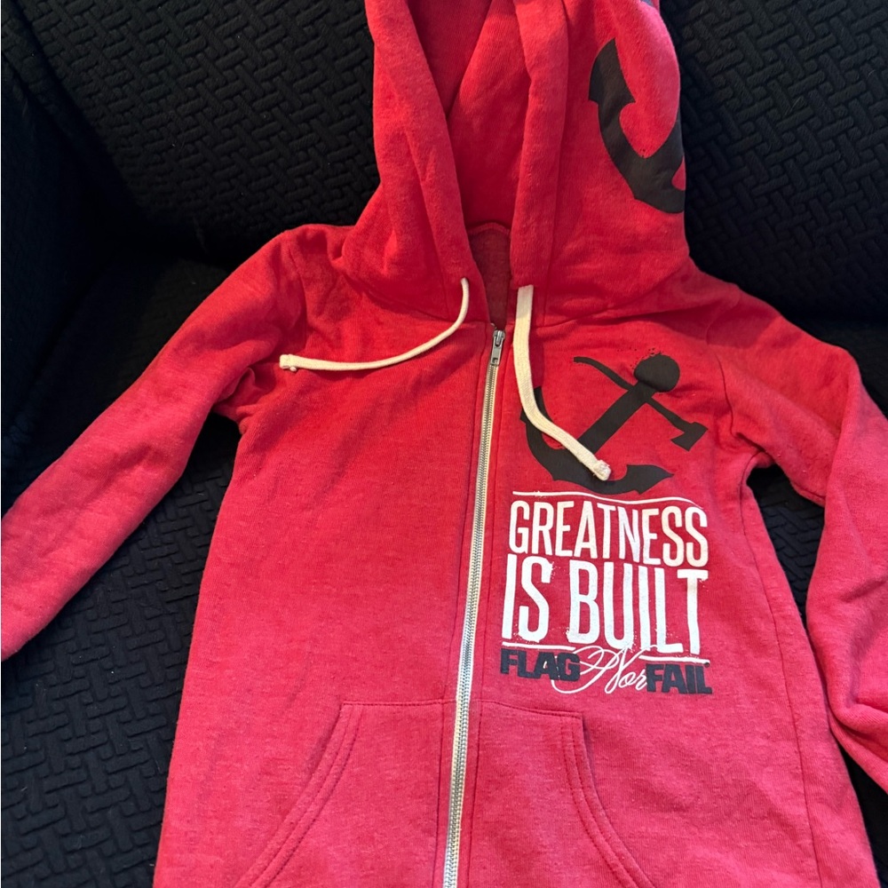 Flag Nor Fail Red Hoodie with Anchor Design